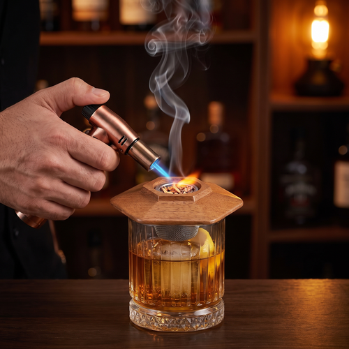 Emberlid Cocktail Smoker Kit — 23-Piece Oak Set with Torch & 6 Wood Flavors